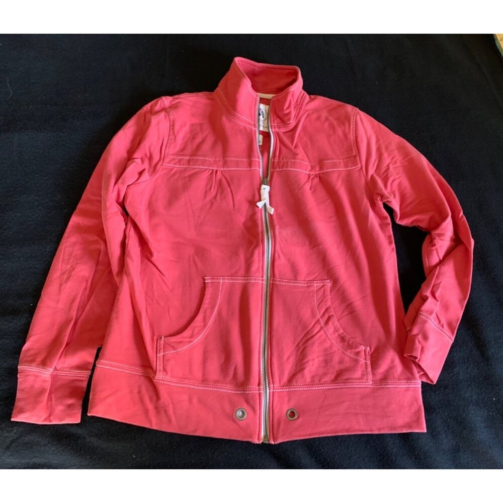 Merona Red Full-Zip Sweatshirt Size Large with Contrast Stitching & Eyelet Detai